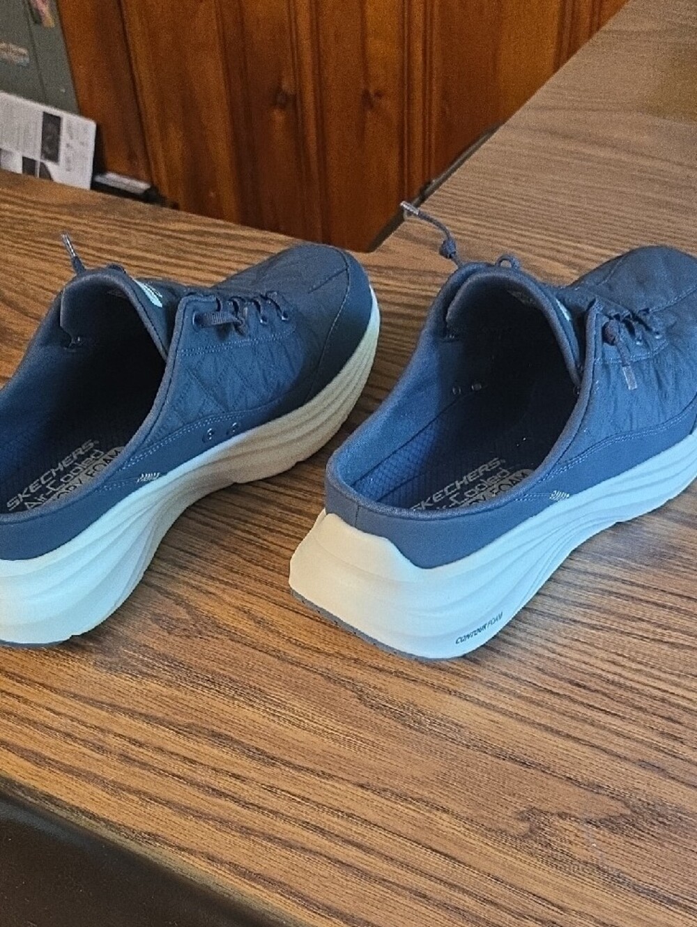 Skechers Cozy Fit Quilted Dark Blue Lace-Up Sneakers - Picture 6 of 8